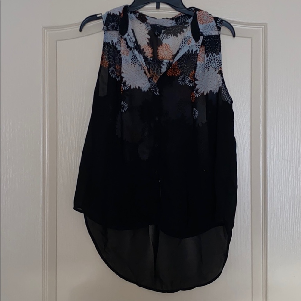 Black Floral Transparent Blouse